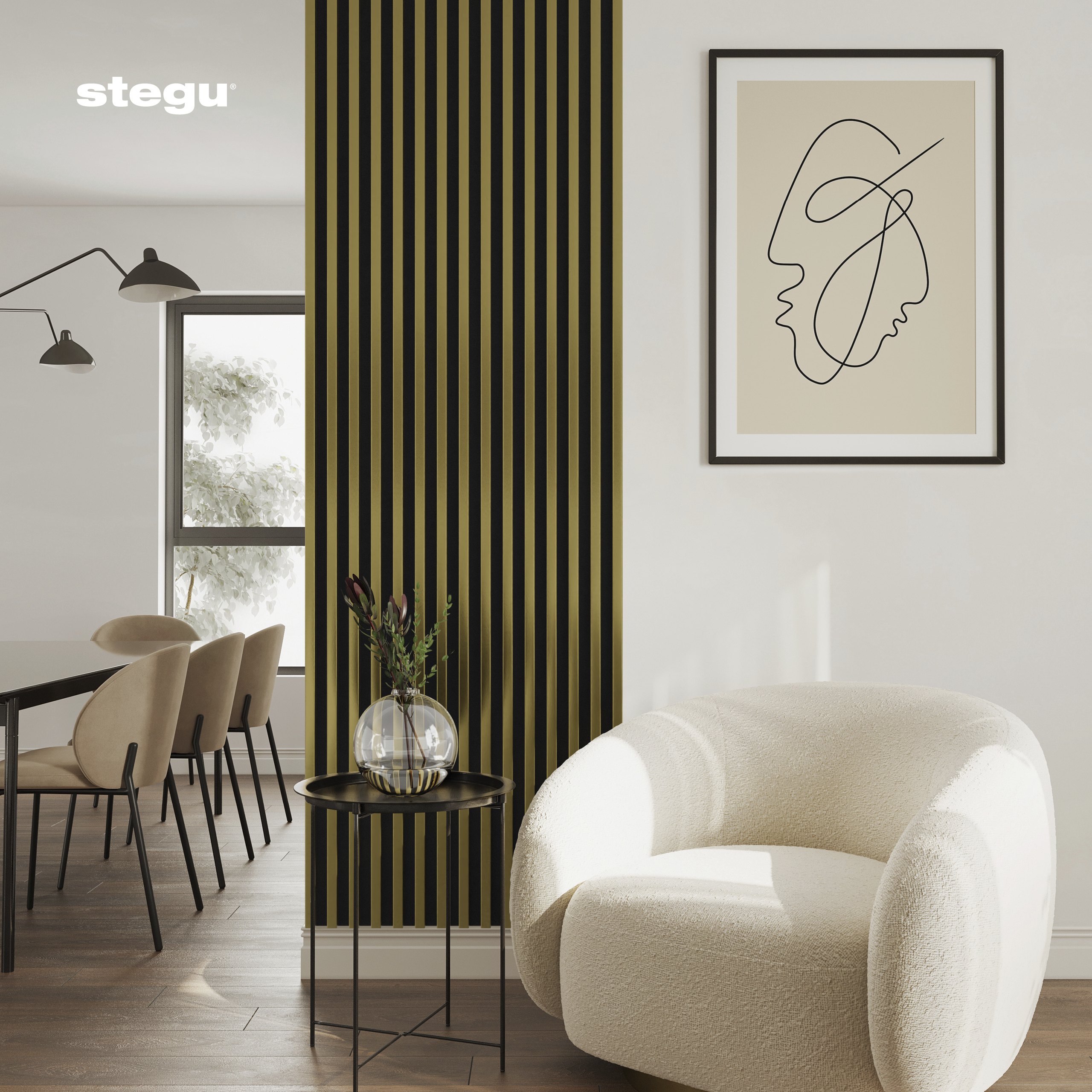 Stenové lamely SLIM 3 ZLATÝ/ČIERNY