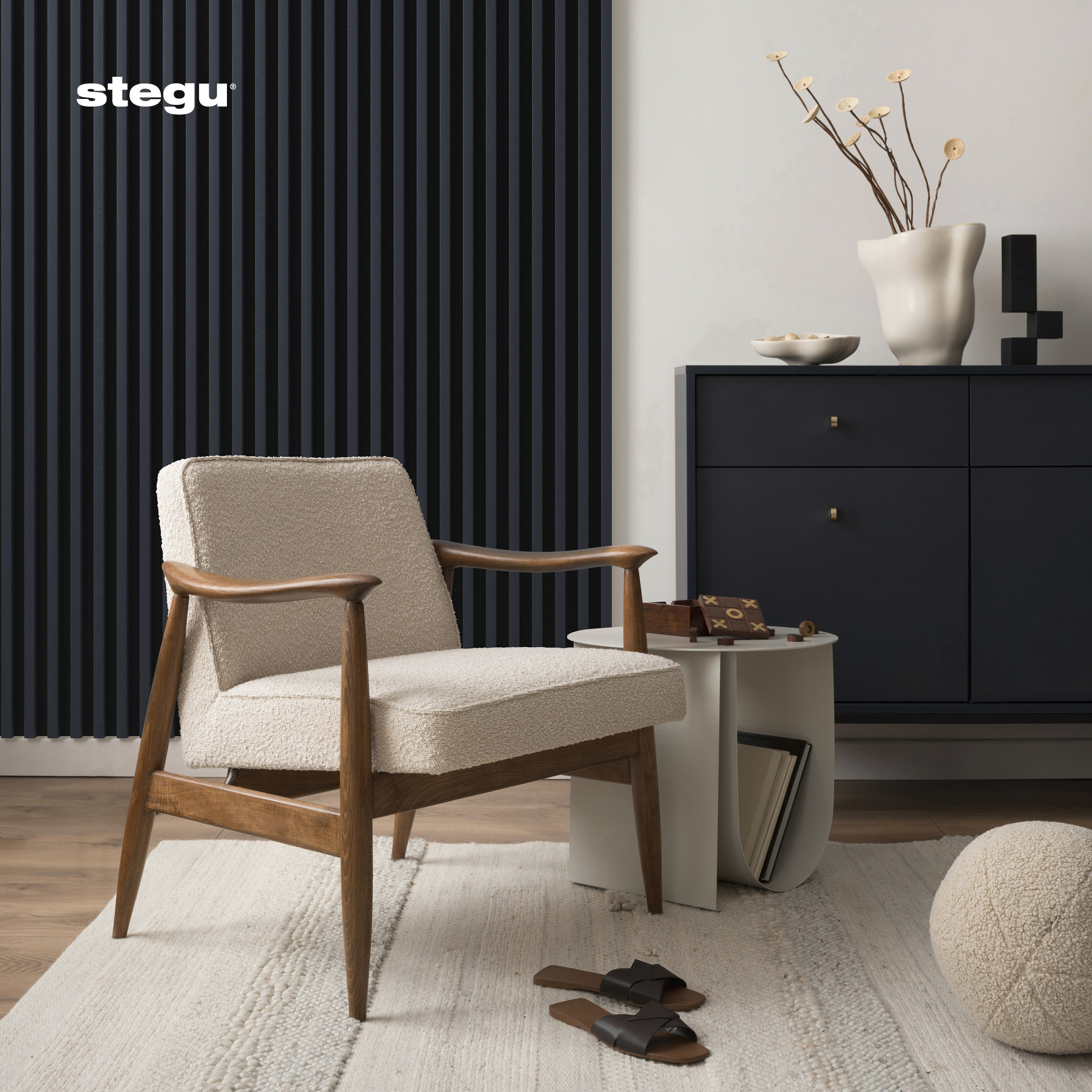 Stenové lamely SLIM 3 - WOODBLUE/ČIERNA