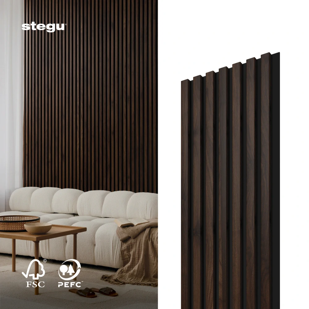 Stenové lamely SOLID LINE 7S - WALNUT/ČIERNA