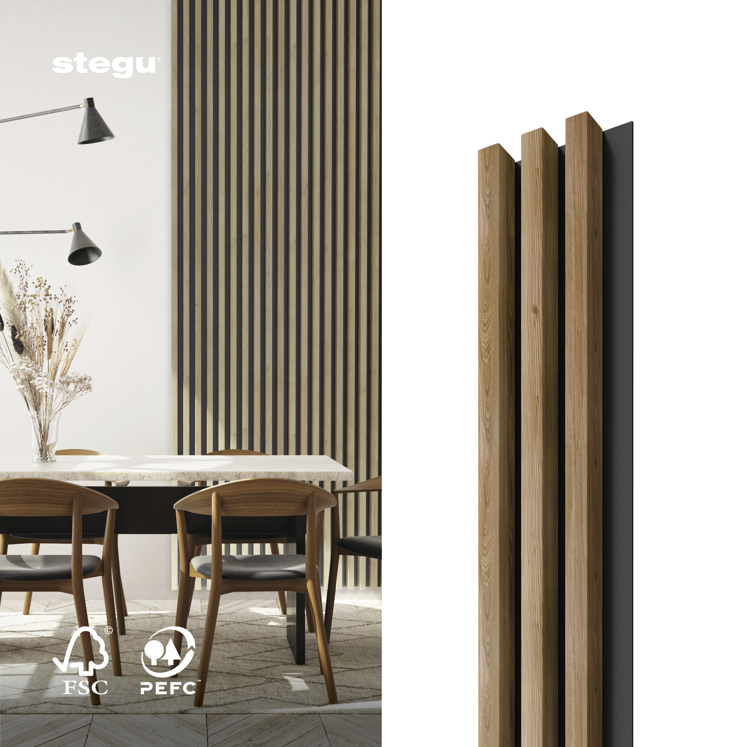 Stenové lamely SLIM 3 DUB/ČIERNY