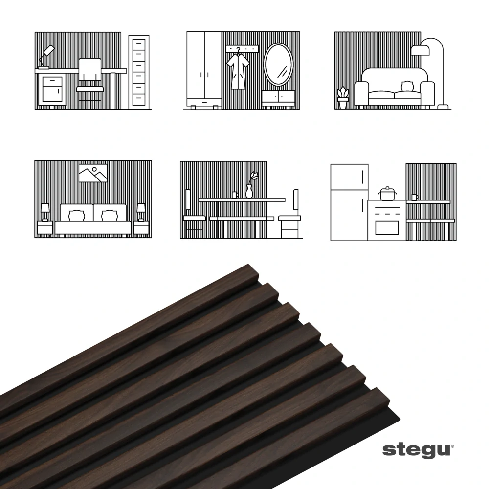 Stenové lamely SOLID LINE 7S - WALNUT/ČIERNA