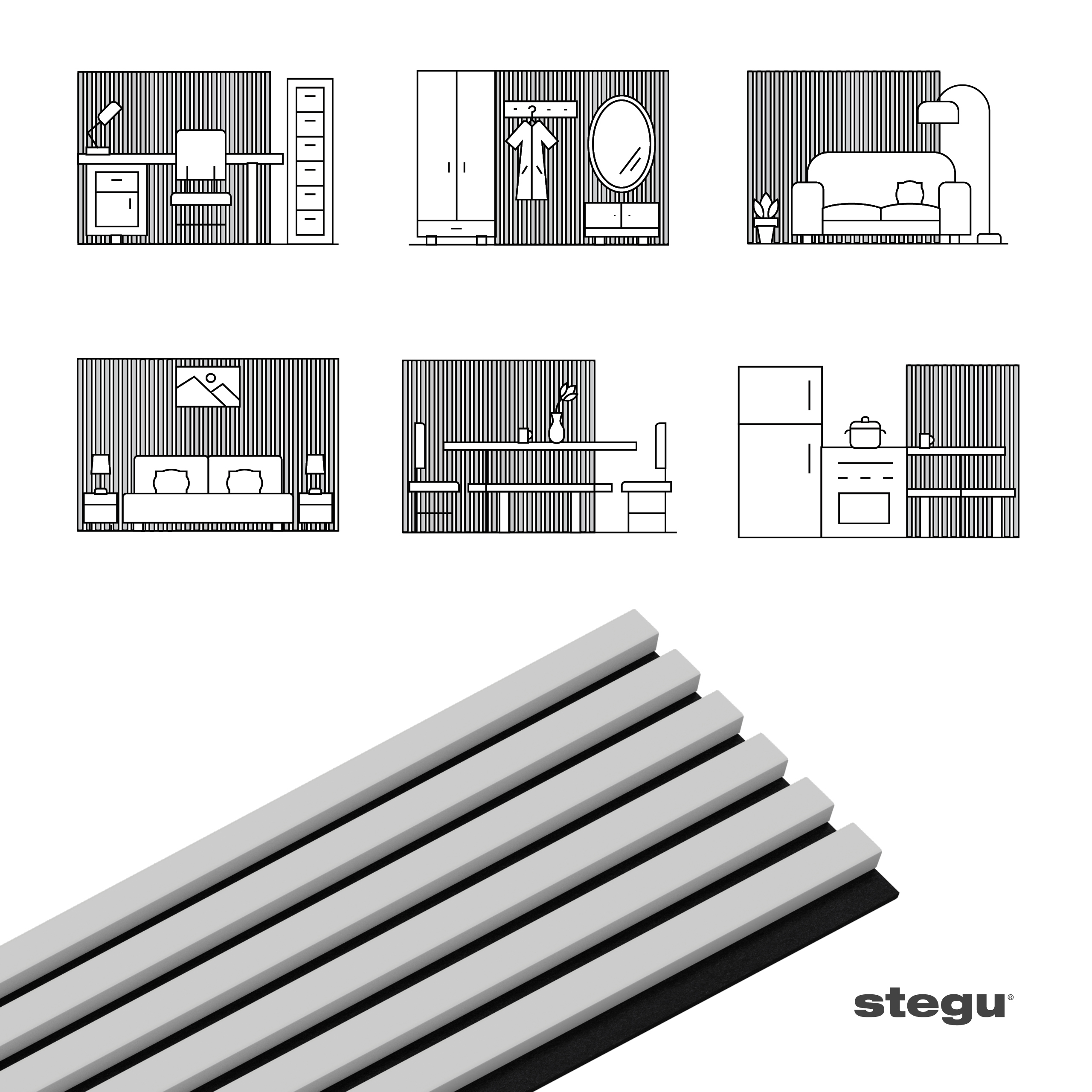 Stenové lamely ACOUSTIC LINE GLACIER GREY
