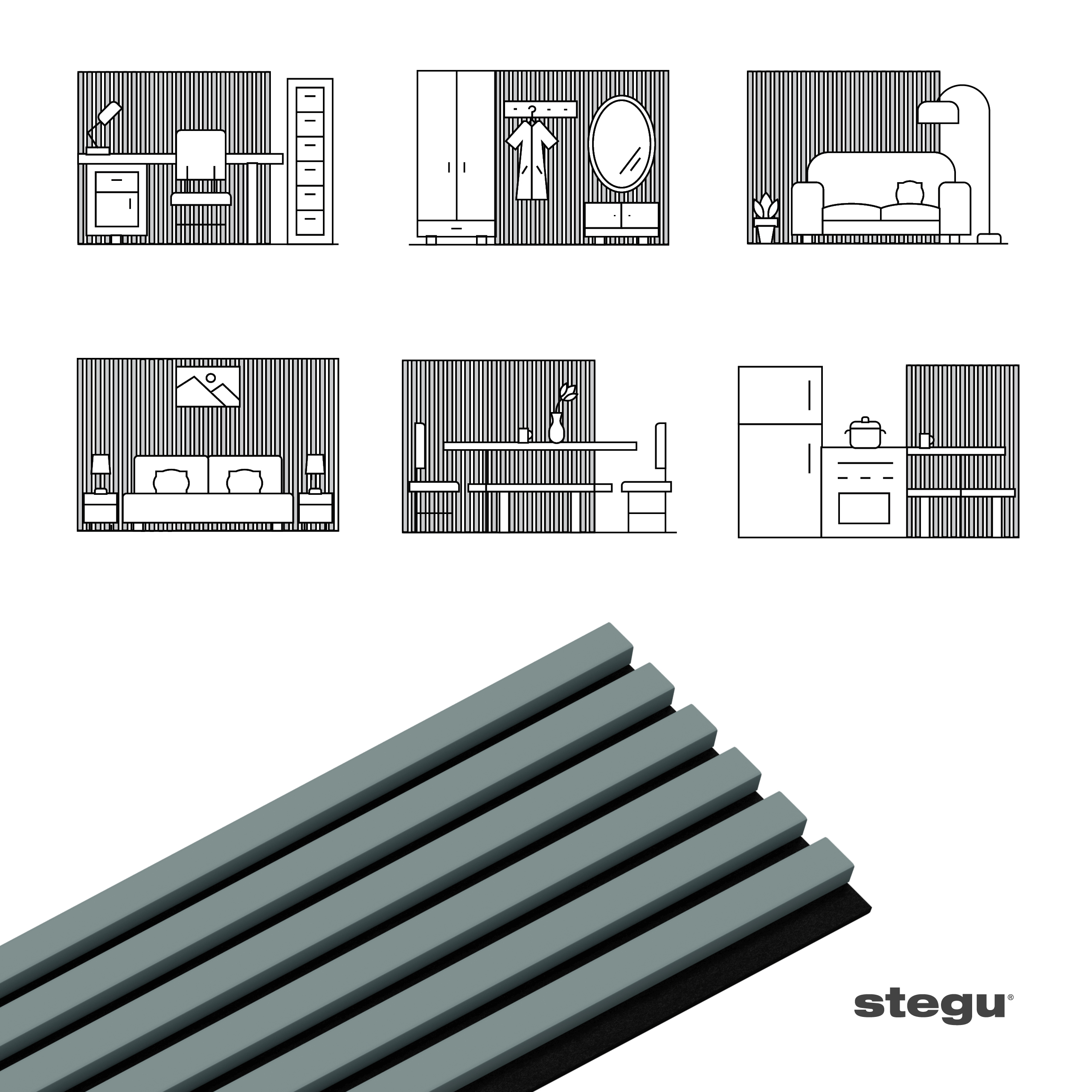 Stenové lamely ACOUSTIC LINE SMOKE BLUE