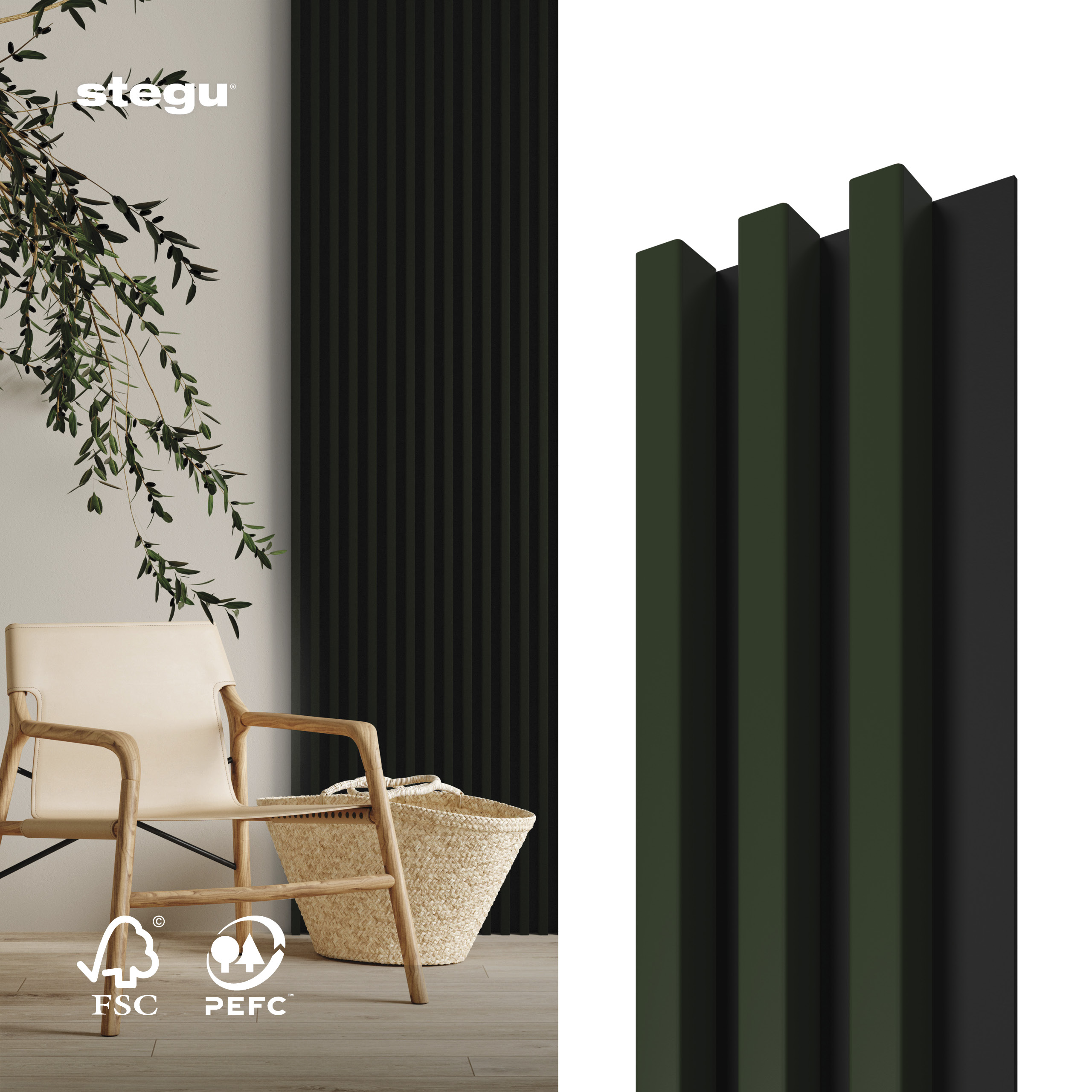Stenové lamely SLIM 3 - BOTANIC/ČIERNA