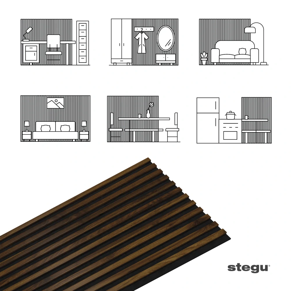 Stenové lamely ACOUSTIC PROLINE 240 - HAZELNUT/ČIERNA