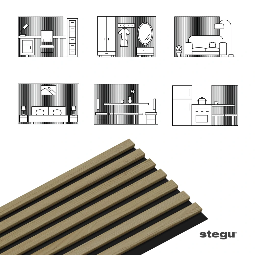 Stenové lamely SOLID LINE 7S - NATURAL DUB/ČIERNA