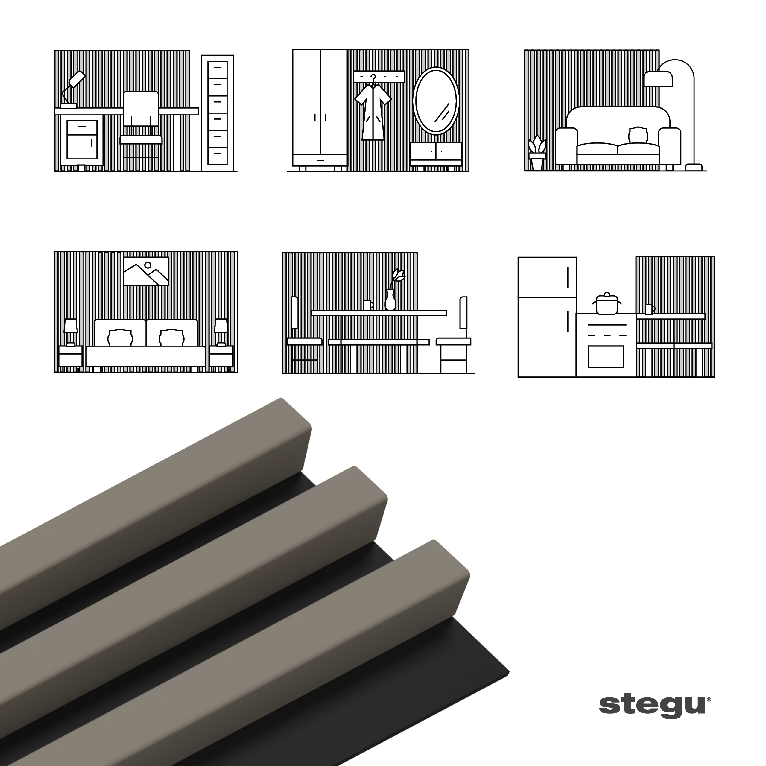 Stenové lamely SLIM 3 - JAPANDI/ČIERNA